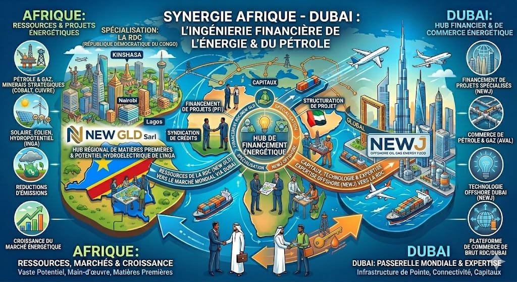 La synergie entre NEW GLD Sarl et NEWJ OFFSHORE OIL GAS ENERGY FZCO